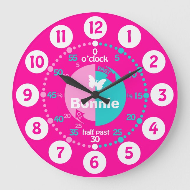 Redondo Grande Chicas aprenden a decir hora el reloj de nombres d (Anverso)