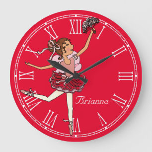 Redondo Grande Chicas de bailarina roja nombre habitación reloj d