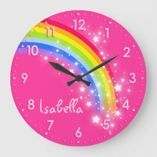 Redondo Grande Chicas divertidos niños arco iris nombre reloj ros