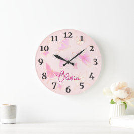Redondo Grande Chicas Mariposa Rosa Niños Enfermera Redonda Reloj