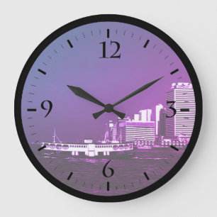 Redondo Grande China Hong Kong barco rascacielos ​​mar Reloj