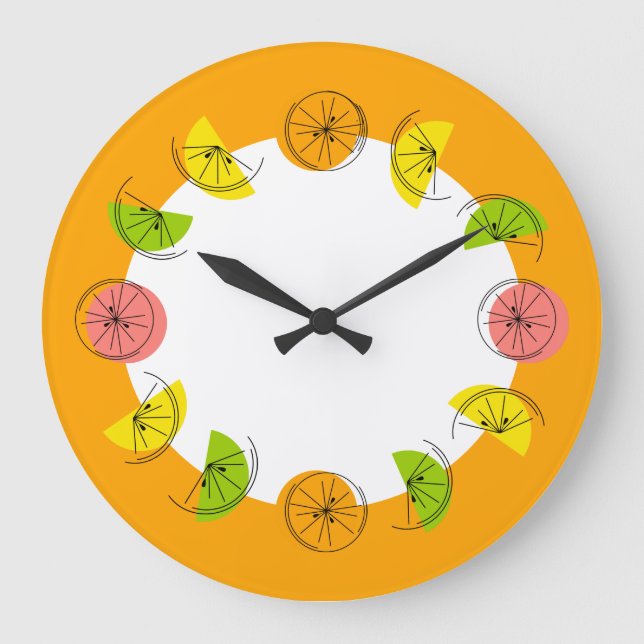 Redondo Grande Citrus Circle Naranja reloj redonda (Anverso)