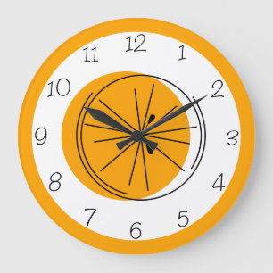 Redondo Grande Citrus Naranja Números reloj redonda