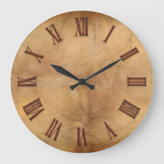 Redondo Grande Cobre en reloj de arte moderno de efecto pergamino