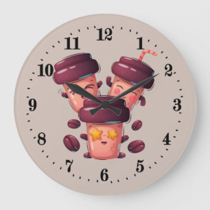 Redondo Grande cocina linda, café de negocios, gran reloj