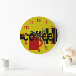 Redondo Grande Coffee Reloj Minimalista moderno con numeración