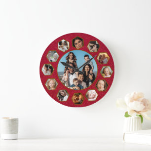 Redondo Grande Colage de fotos personalizado reloj Regalo para