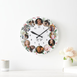 Redondo Grande Collage de fotos personalizadas Reloj | Regalo par