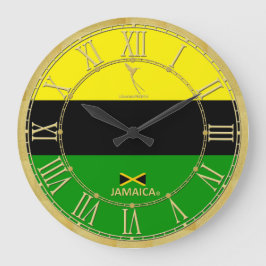 Redondo Grande Colores de Jamaica Numeración romana dorada Reloj 