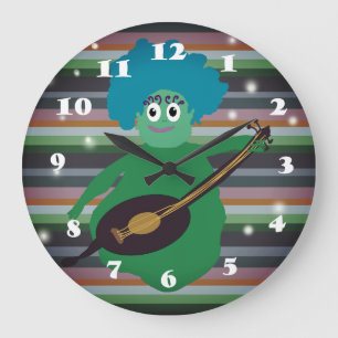 Redondo Grande Compañero de dibujos animados verde lindo, reloj d