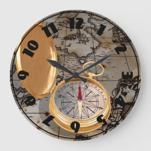 Redondo Grande Compás antiguo en un reloj del mapa