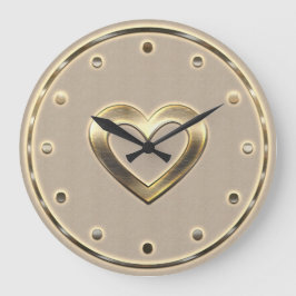 Redondo Grande Corazón Del Reloj De Muro De Oro