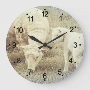 Redondo Grande Cordero y Mama Ewe Gran Reloj