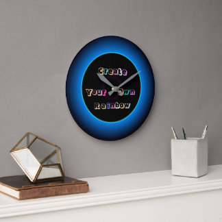 Redondo Grande "Crea tu propio arcoiris" texto en un reloj colori