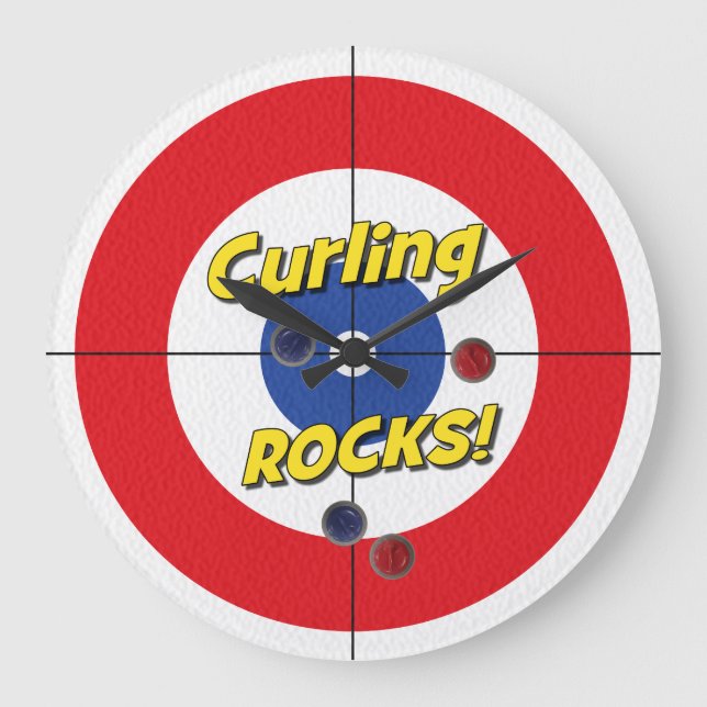 Redondo Grande "¡Curando ROCAS!" Reloj de Curler - (rojo) (Anverso)