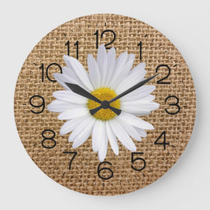 Redondo Grande Daisy En Burlap Gran Reloj