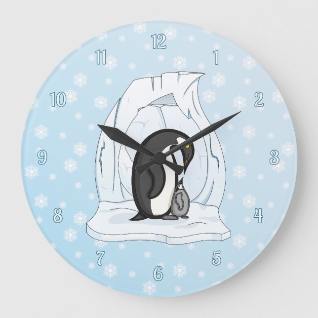 Redondo Grande Davin y Annie el reloj de los pingüinos (Anverso)