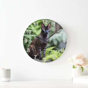 Redondo Grande Dexter El Gato Siamés Negro, Reloj De Muro
