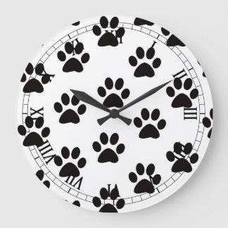 Redondo Grande Dibujo de gatos imprime el reloj numérico romano