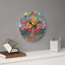 Dibujo Del Árbol De La Vida Reloj Colorido