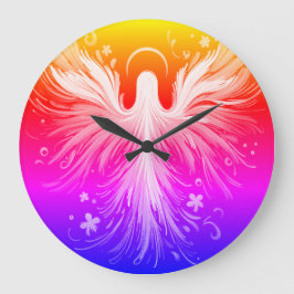 Redondo Grande Diseño de Ángel Colorido Brillante en un Reloj de
