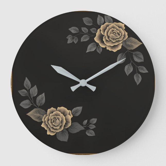 Redondo Grande Diseño de reloj de flores de personalizable - Dise (Anverso)