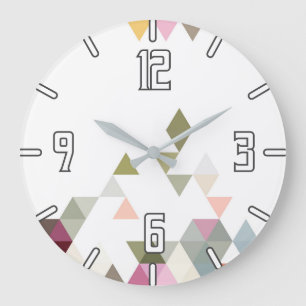 Redondo Grande Diseño gráfico geométrico Pastel Gran Reloj