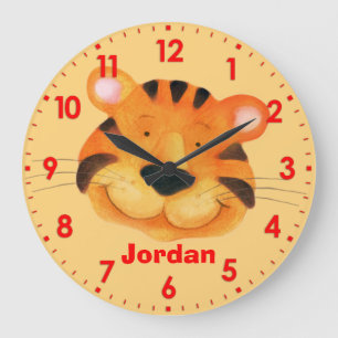 Redondo Grande Diversión niños tigre nombre naranja reloj de pare