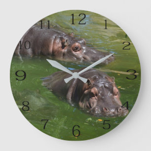 Redondo Grande Dos Hipótesis Nadando En Un Estanque, Reloj De Mur