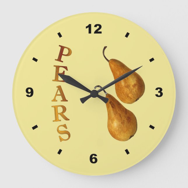 Redondo Grande Dos Peras ~ Reloj Botánico ~ Cocina ~ Cualquier Co (Anverso)
