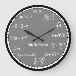 Redondo Grande Ecuaciones matemáticas grises Personalizado reloj