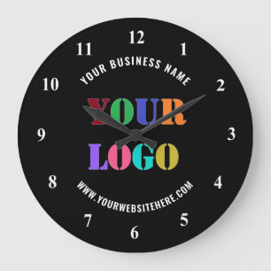 Redondo Grande Ejemplo de reloj con logotipo y texto de marca