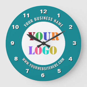 Redondo Grande Ejemplo de reloj con logotipo y texto de su empres