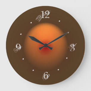 Redondo Grande El naranja/Brown quemados iluminó el reloj de