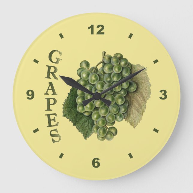 Redondo Grande El reloj ~Botanical de las uvas blancas ~Kitchen (Anverso)