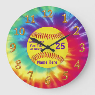 Redondo Grande El reloj lindo estupendo del softball personalizó