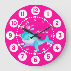 Redondo Grande Embroma el reloj rosado del azul de la aguamarina