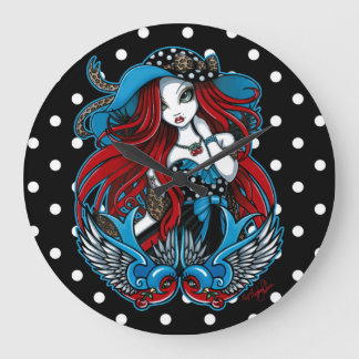 Redondo Grande Emma Rockabilly Trague el reloj Angel Polkadot