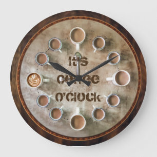 Redondo Grande Es café Coffee OClock Coffee Amantes Reloj de coci