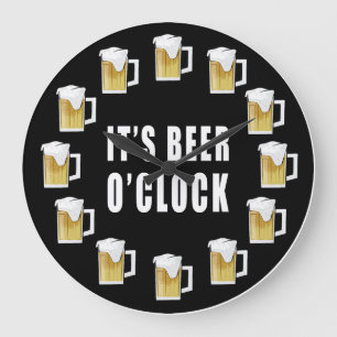 Redondo Grande Es hora de cerveza - Diseño de reloj divertido