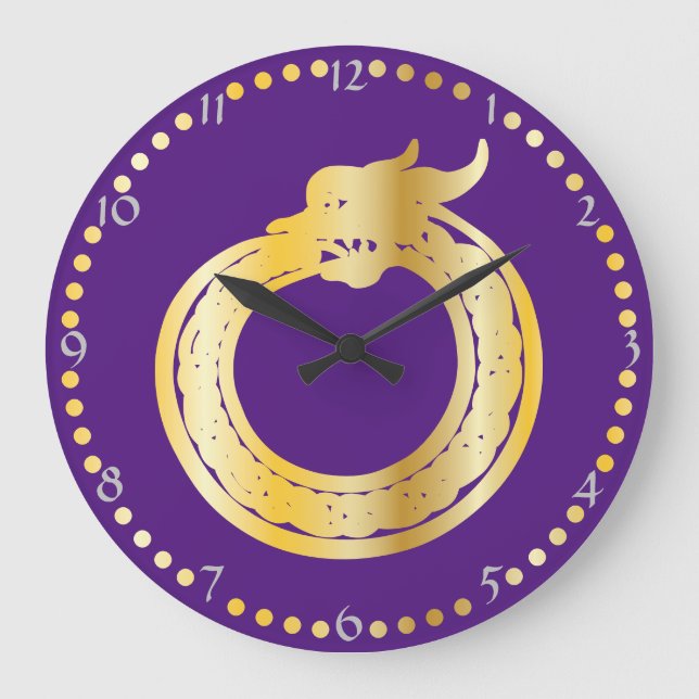 Redondo Grande Estilo Celular Oro Tonado Ouroboros Gran Reloj (Anverso)