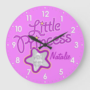 Redondo Grande Estrella de la princesa foto chicas rosados reloj 