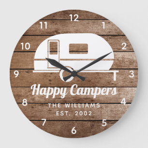 Redondo Grande Felices Campers Rústica Madera Camping Gran Reloj