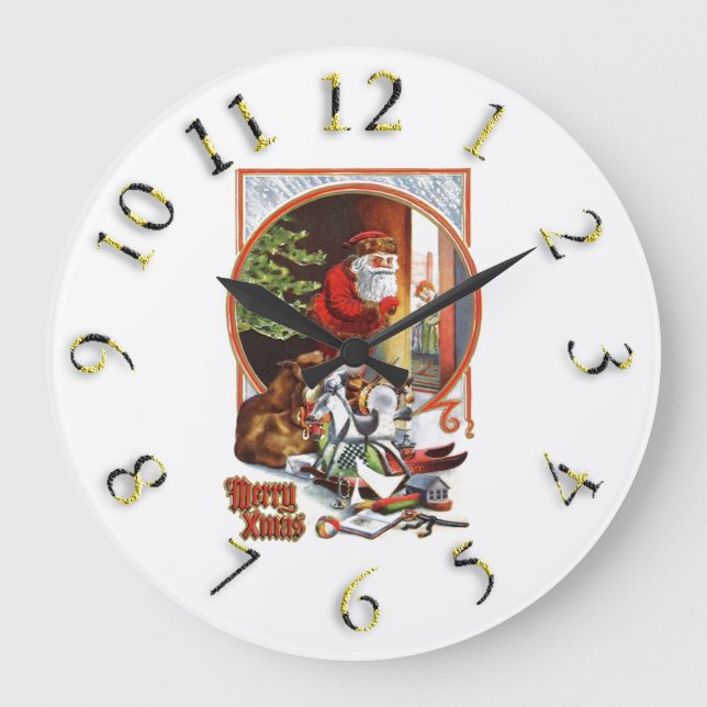 Redondo Grande Feliz Navidad colorido Reloj (Anverso)
