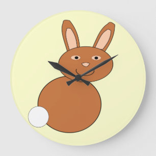 Redondo Grande Feliz Reloj de la Pared de los Conejitos de Pascua