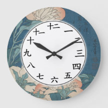 Flor azul japonesa o china numero de reloj