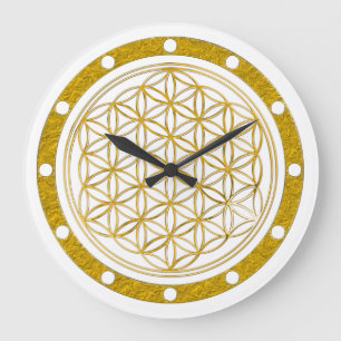 Redondo Grande FLOR DE LA VIDA - oro - anillo de la cara de reloj