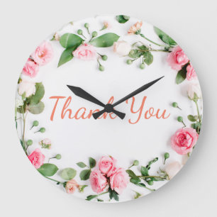 Redondo Grande Floral clásica y moderna Gracias Reloj