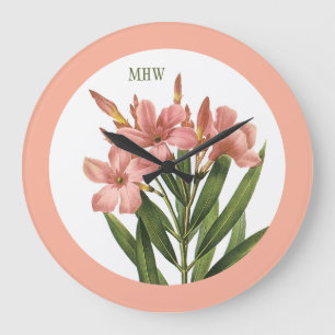 Redondo Grande Flores de época personalizado monograma reloj de p
