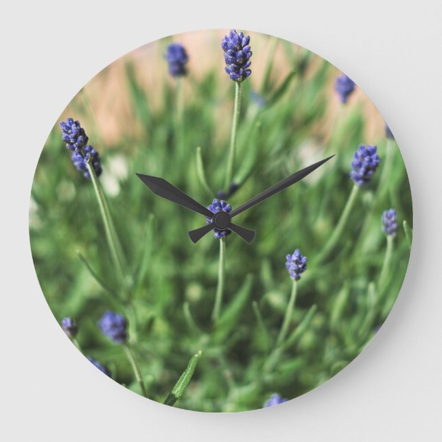 Redondo Grande Flores violetas - reloj (Anverso)